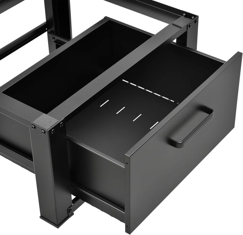 Washing Machine Base with Drawer Black Washing Machine Cabinet for Machine and Dryer