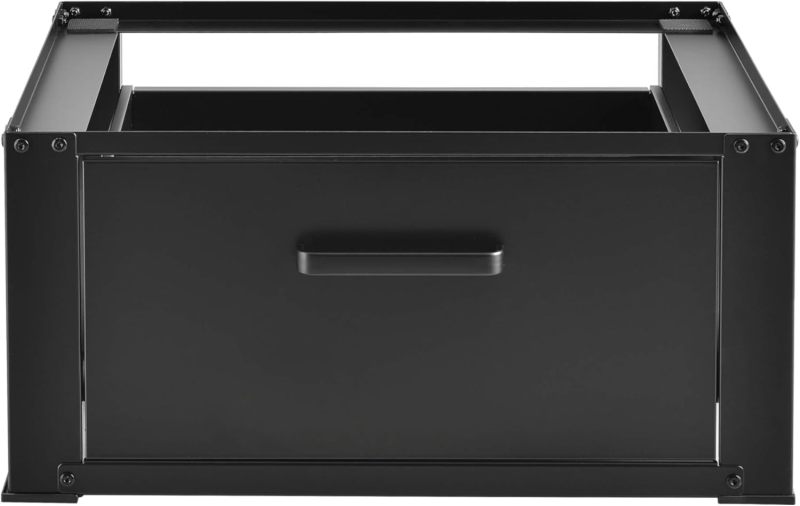 Washing Machine Base with Drawer Loda capacity150kg Black Washing Machine Cabinet for Machine and Dryer