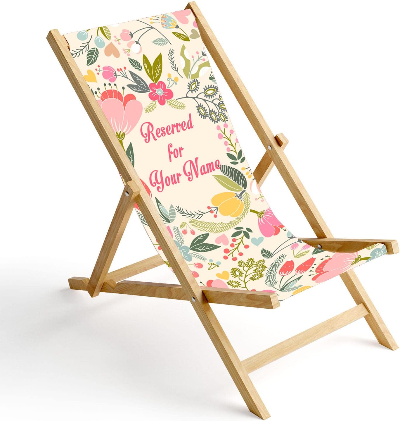 Printed Sea Beach Chair without armrest Folding Garden Lounger Deck Chair Beach Lounger
