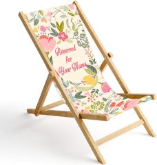 Printed Sea Beach Chair without armrest Folding Garden Lounger Deck Chair Beach Lounger