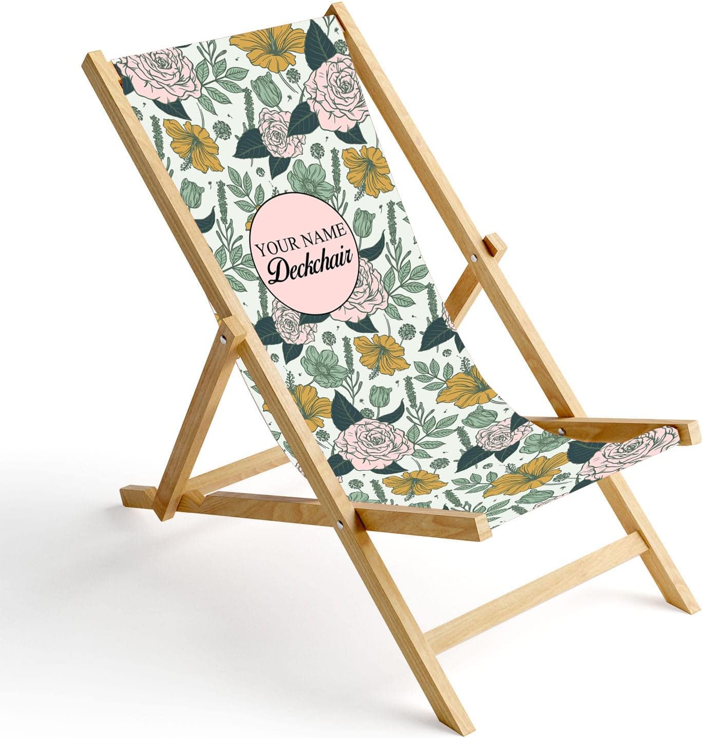 Deck Chair Printed Beach Chair without armrest Folding Garden Lounger Beach Lounger