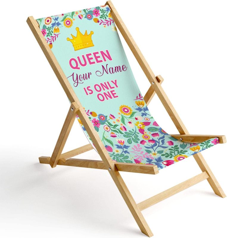 Printed Beach Chair without armrest Folding Garden Lounger Deck Chair Beach Lounger