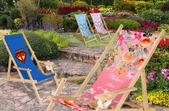 Folding Printed Beach Chair without armrest Garden Lounger Deck Chair Beach Lounger