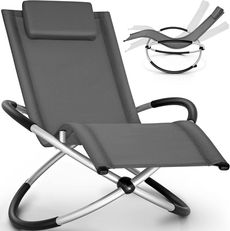 Swing Chair Folding Rocking Chair Garden Chair Orbital Rocking Lounger Deck Chair Ergonomic Relaxing Chair