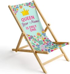 Printed Sea Beach Chair without armrest Folding Garden Lounger Deck Chair Beach Lounger