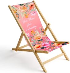 Garden Lounger Printed Beach Chair without armrest Folding Deck Chair Beach Lounger