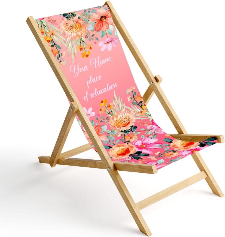Garden Lounger Printed Beach Chair without armrest Folding Deck Chair Beach Lounger