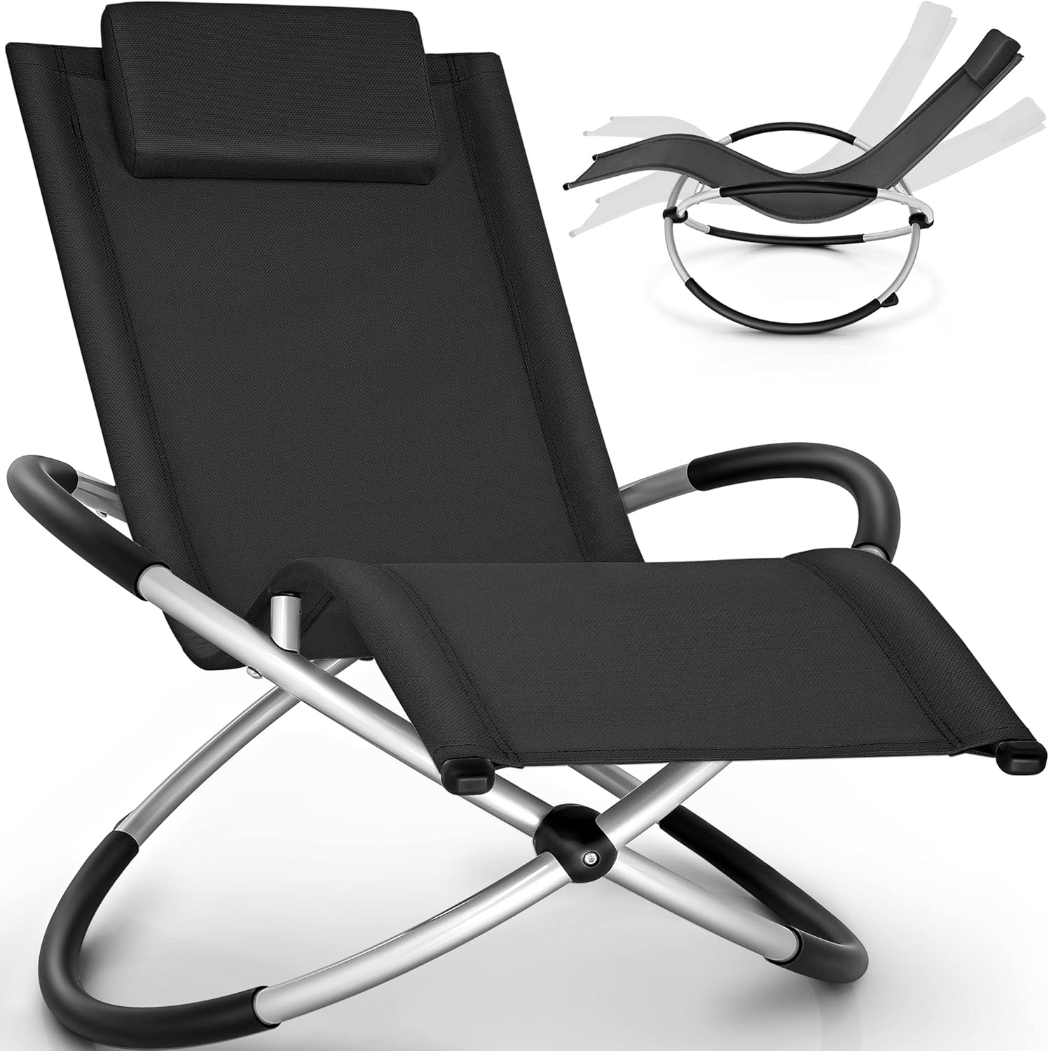 Swing Chair Folding Rocking Chair Garden Chair Orbital Rocking Lounger Deck Chair Ergonomic Relaxing Chair