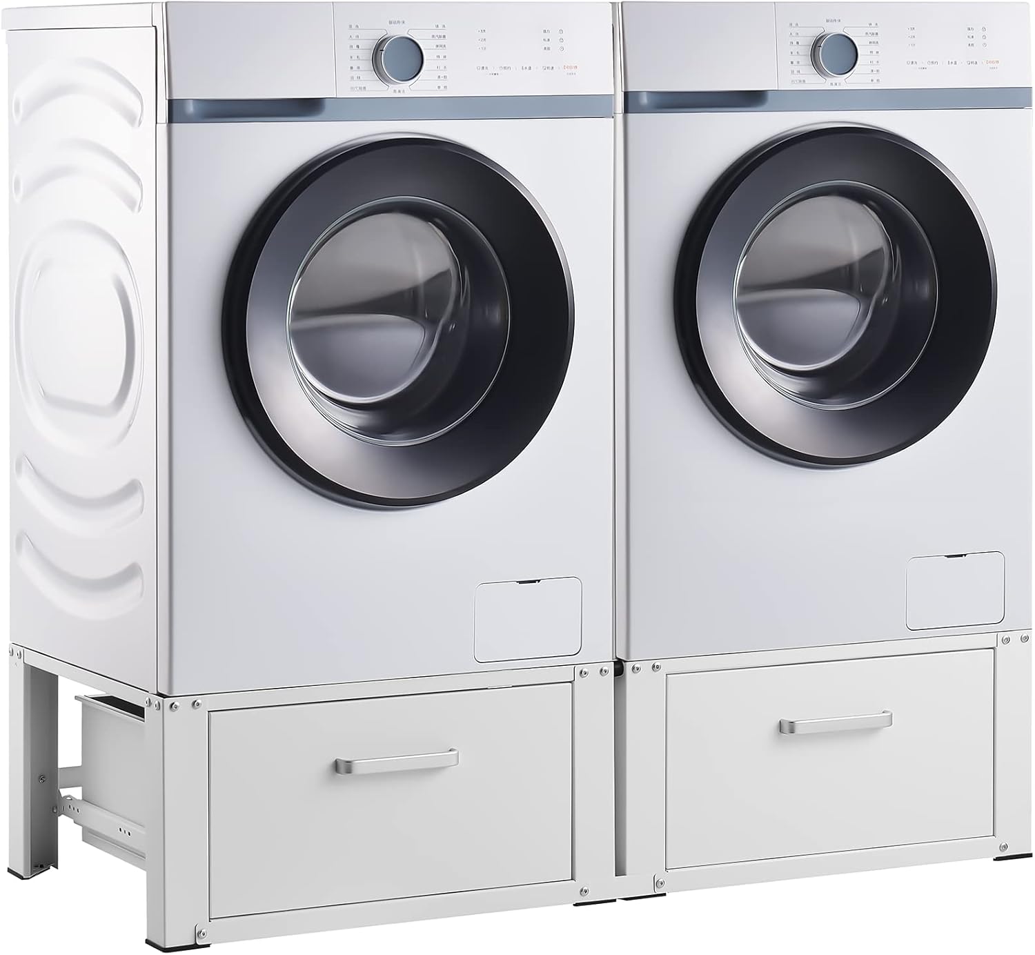 Washing Machine Double Base Frame with 2 Drawers2 x 150 kg Steel 127 x 54 x 31 cm White