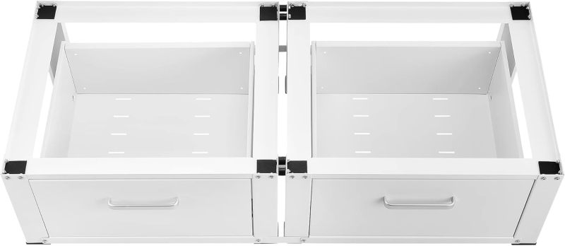 Washing Machine Double Base Frame with 2 Drawers2 x 150 kg Steel 127 x 54 x 31 cm White
