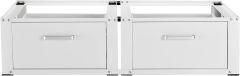 Stackable Double Washer Dryer Base with Storage Drawer - Sturdy Stand for Two Laundry Appliances