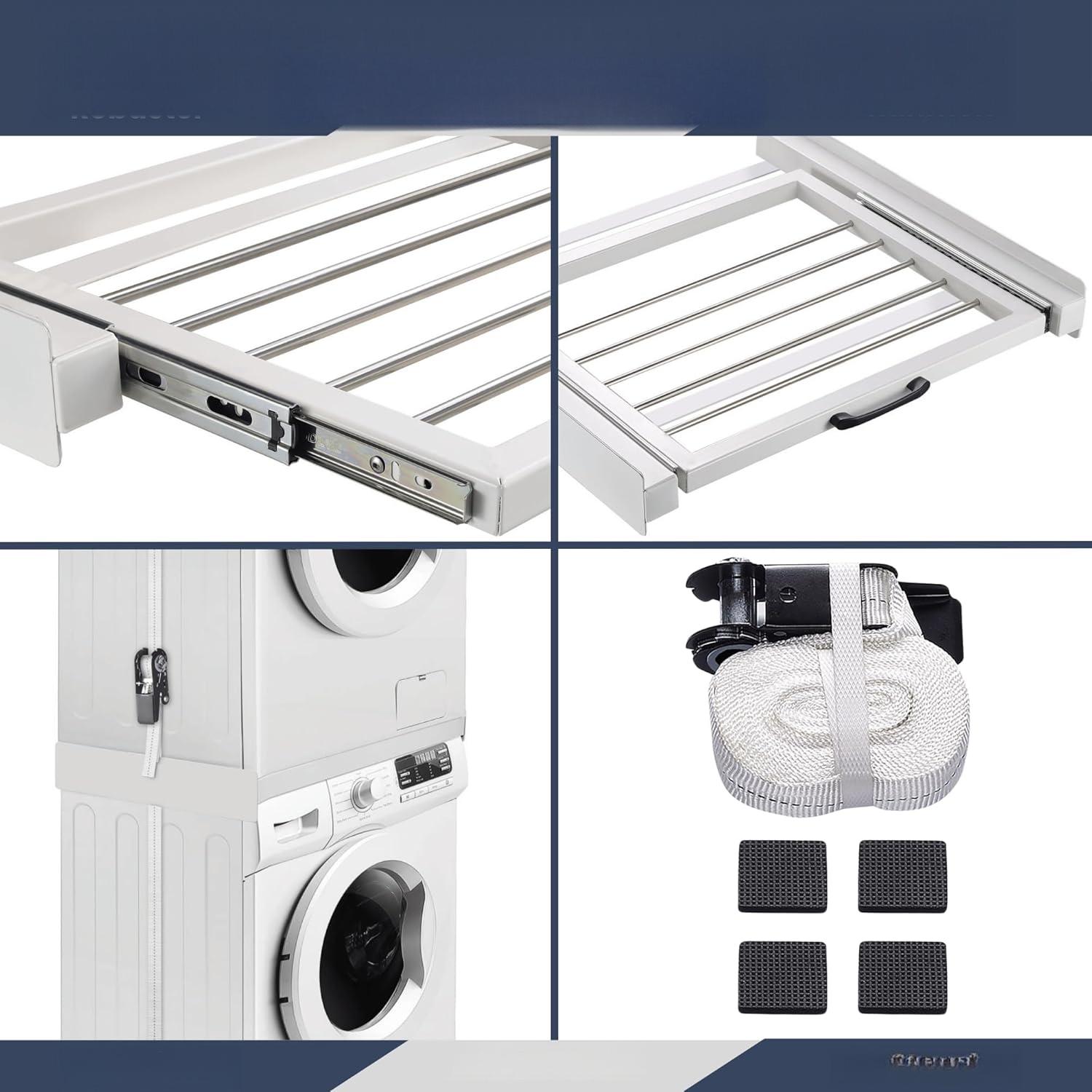Intermediate Frame Dryer Washing Machine Connection Frame with Towel Holder Steel Washing Tower Connection Kit
