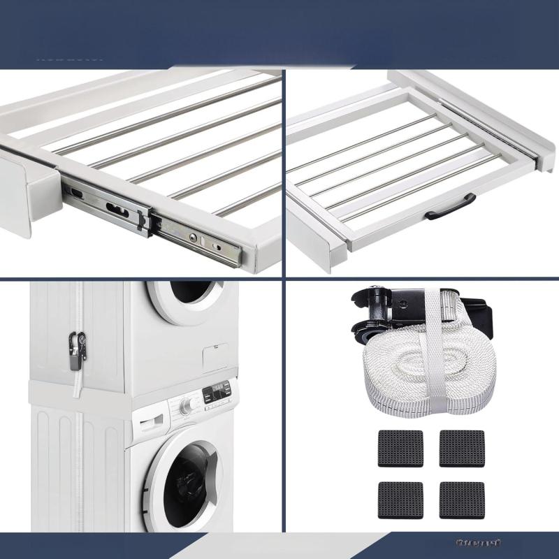 Intermediate Frame Dryer Washing Machine Connection Frame with Towel Holder Steel Washing Tower Connection Kit