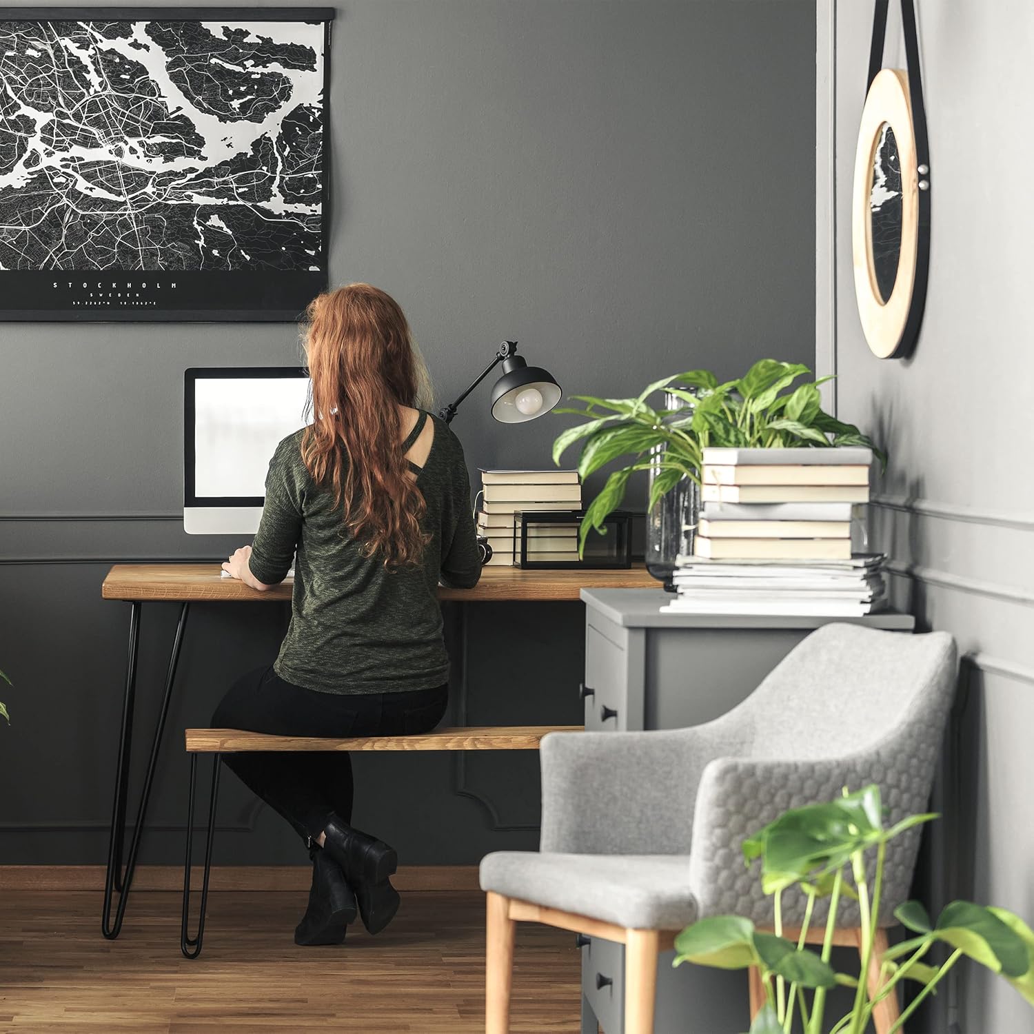 2-Rod Hairpin Table Legs Set of 4 Metal Desk Legs, Industrial Style Metal Table Legs for DIY Dining/Console Tables, Included Screws