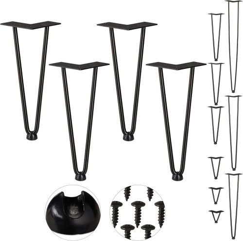 2-Rod Hairpin Table Legs Set of 4 Metal Desk Legs, Industrial Style Metal Table Legs for DIY Dining/Console Tables, Included Screws
