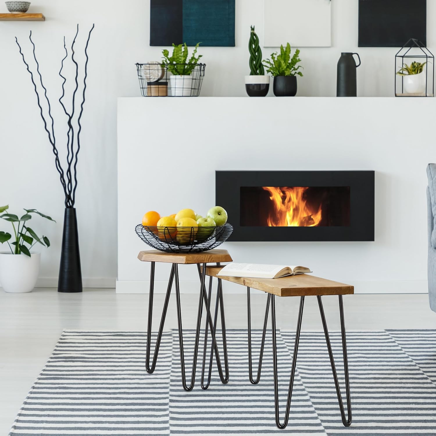 2-Rod Hairpin Table Legs Set of 4 Metal Desk Legs, Industrial Style Metal Table Legs for DIY Dining/Console Tables, Included Screws