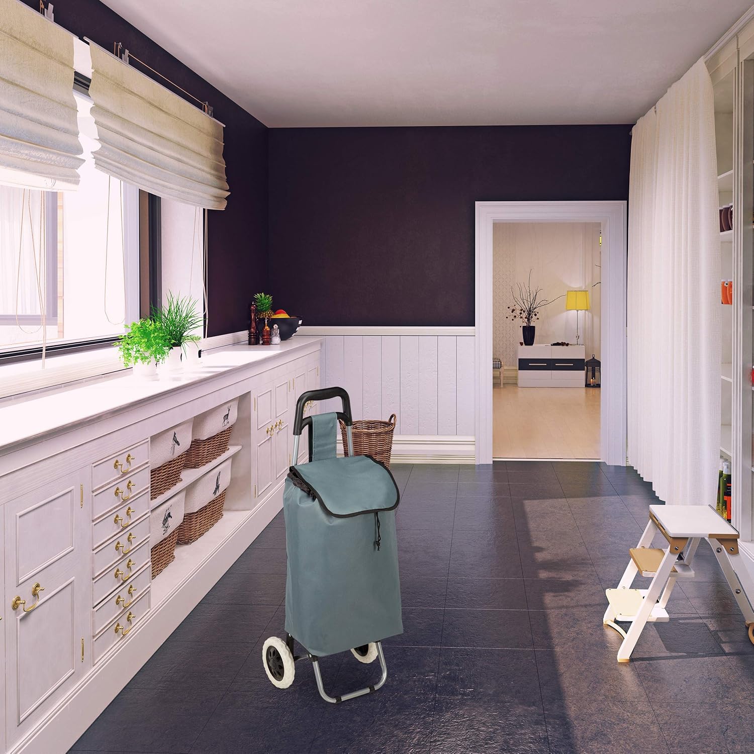 Folding Shopping Trolley with Removable Bag 28 L with Wheels H x W x D 90.5 x 35 x 29 cm, Choice of Colours