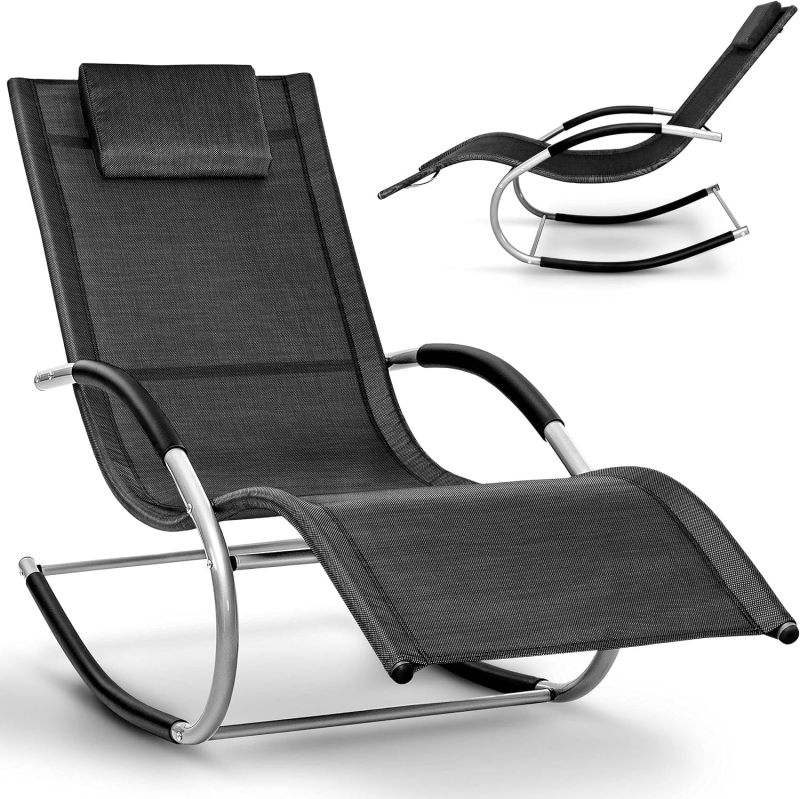 Beach Lounger Swing Lounger Garden Lounger Rocking Chair Weatherproof with Pillow Sun Lounger Relax Lounger