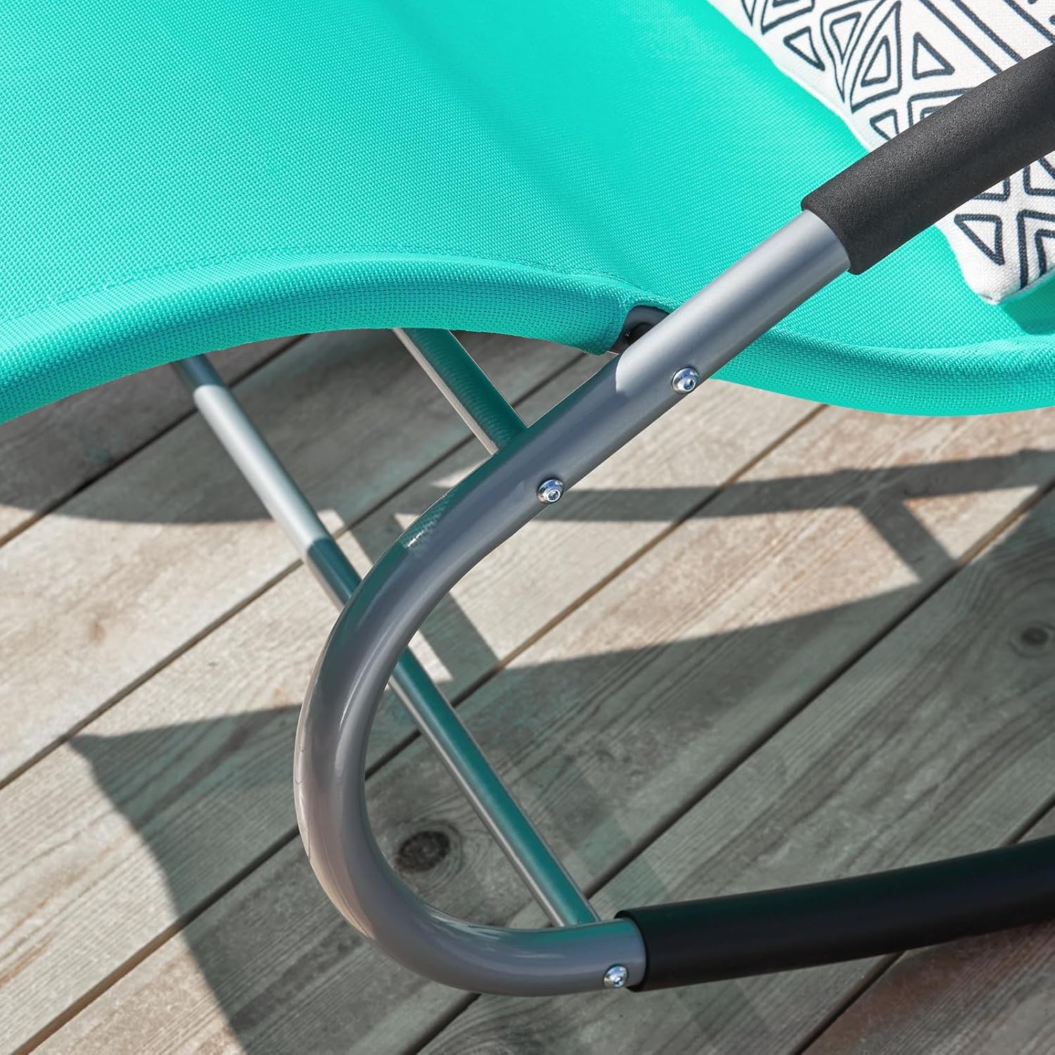 Light Turquoise Weatherproof Garden Lounger with Bag Reclining Chair Swing Lounger Rocking Chair with Pillow Sun Lounger Relax Lounger