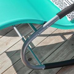 Light Turquoise Weatherproof Garden Lounger with Bag Reclining Chair Swing Lounger Rocking Chair with Pillow Sun Lounger Relax Lounger