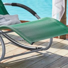 Dark Green Weatherproof Relax Lounger with Bag Reclining Chair Swing Lounger Rocking Chair with Pillow Sun Lounger Garden Lounger