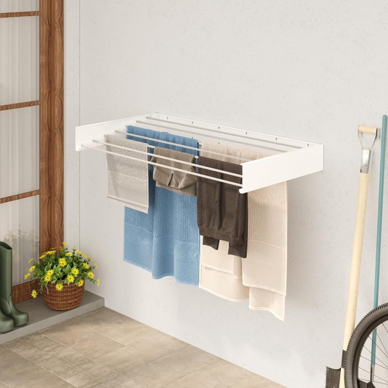 Wall-Mounted Clothes Airer - Foldable Drying Rack for Indoor Outdoor