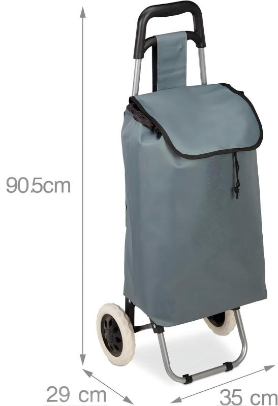 Folding Shopping Trolley with Removable Bag 28 L with Wheels H x W x D 90.5 x 35 x 29 cm, Choice of Colours