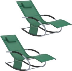 Dark Green Weatherproof Relax Lounger with Bag Reclining Chair Swing Lounger Rocking Chair with Pillow Sun Lounger Garden Lounger