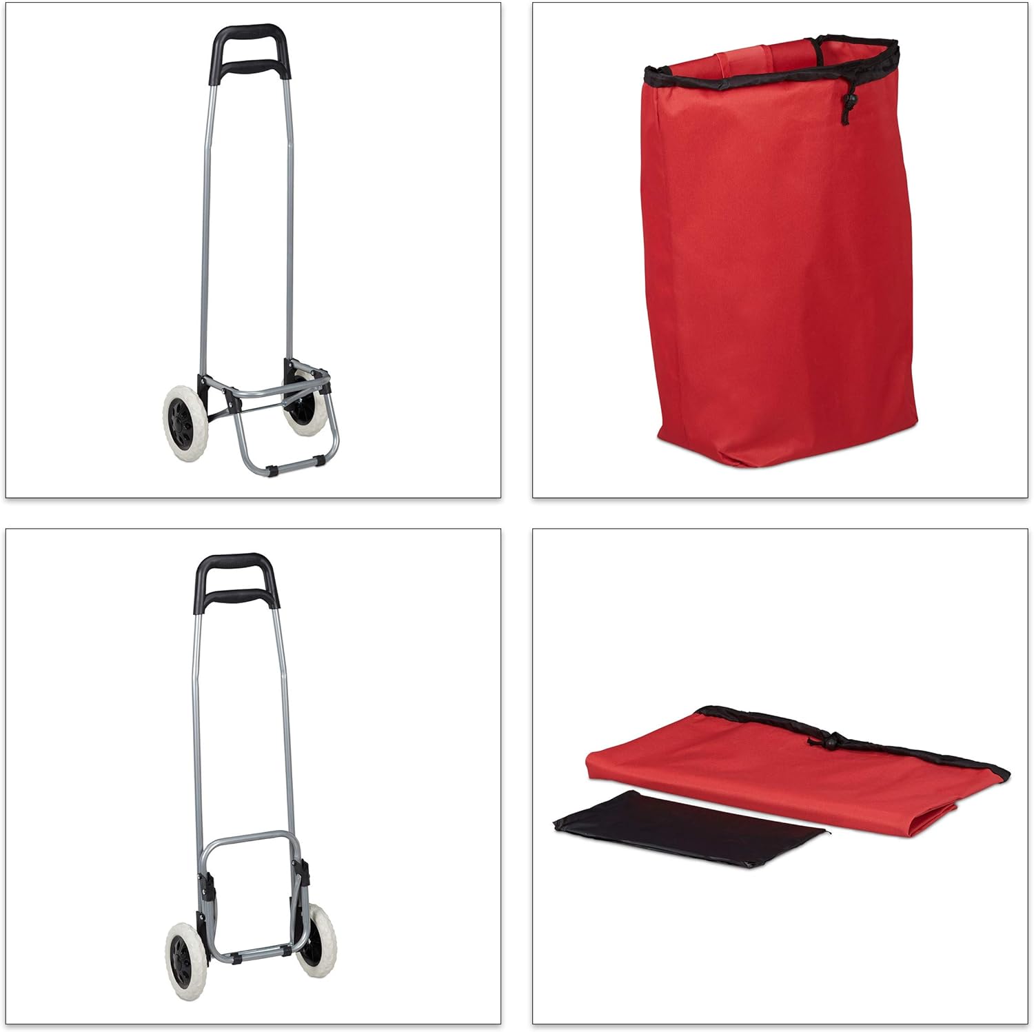 Large Capacity Shopping Trolley with Detachable Bag - Easy to Clean Rolling Cart for Supermarket