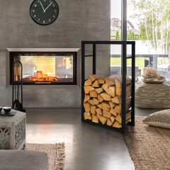 Metal Firewood Rack Sturdy Steel Log Holder for Indoor Outdoor Fireplace Use