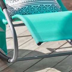 Light Turquoise Weatherproof Garden Lounger with Bag Reclining Chair Swing Lounger Rocking Chair with Pillow Sun Lounger Relax Lounger