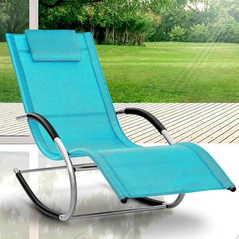 Beach Lounger Swing Lounger Garden Lounger Rocking Chair Weatherproof with Pillow Sun Lounger Relax Lounger
