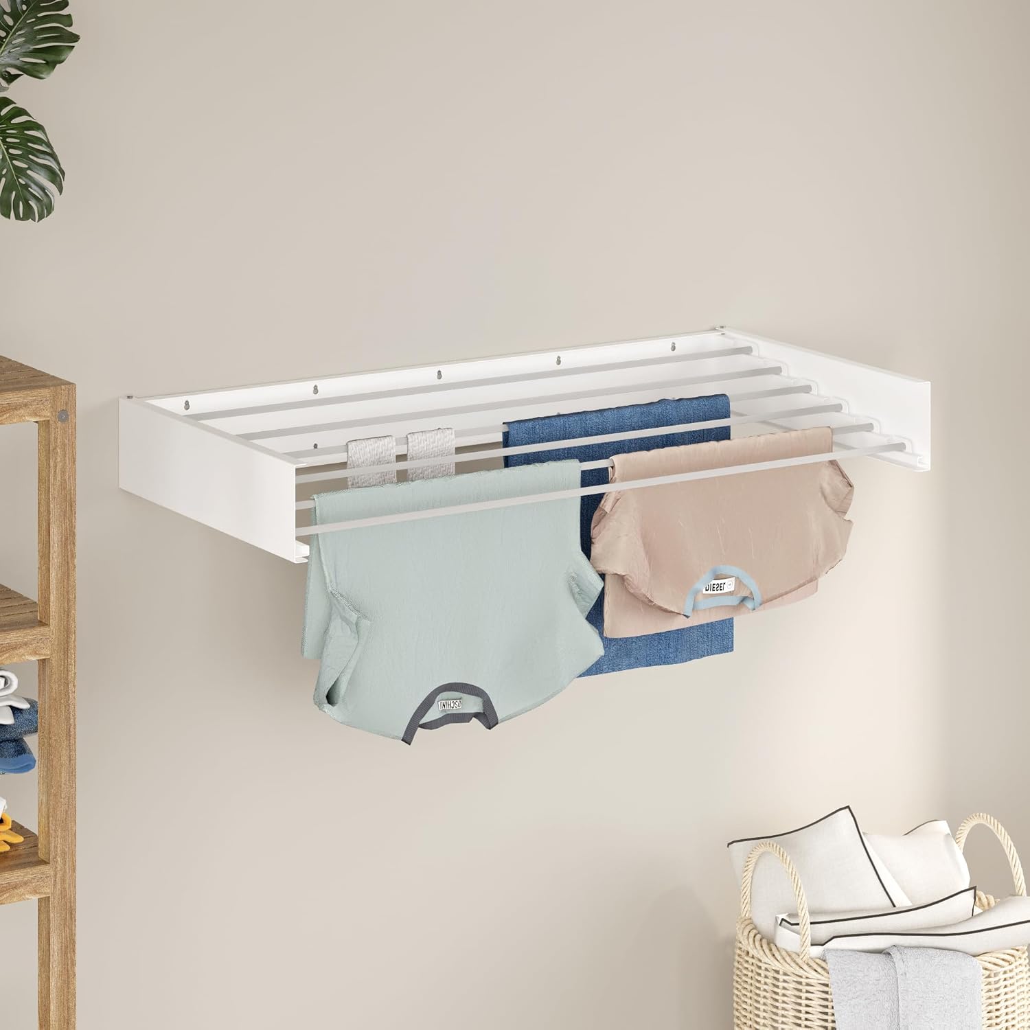 Wall-Mounted Folding Clothes Airer - Space-Saving Retractable Drying Rack for Balcony & Bathroom