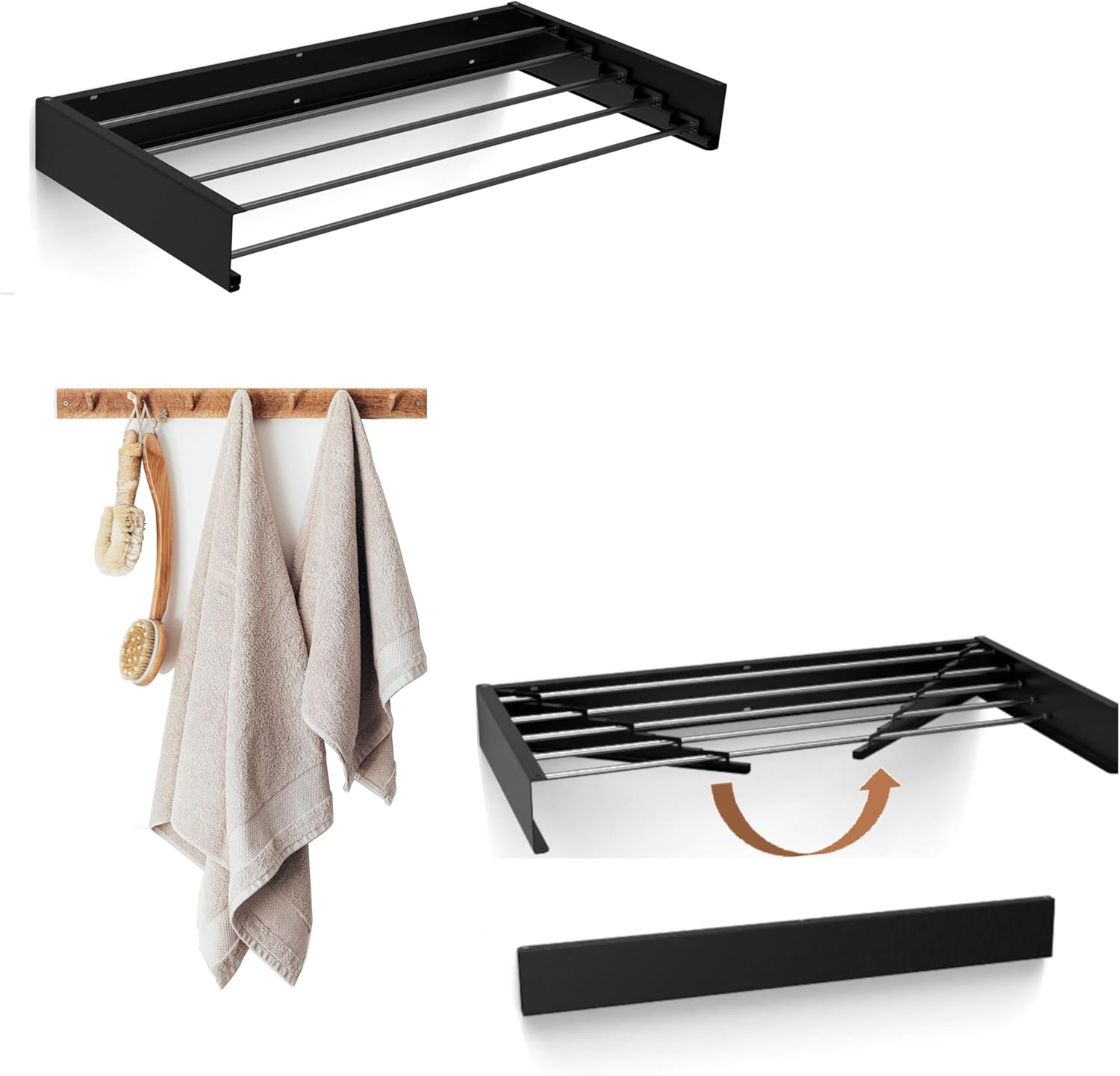 Foldable Wall-Mounted Clothes Airer - Easy Install Retractable Rack for Laundry Room & Small Apartment