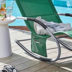 Dark Green Weatherproof Relax Lounger with Bag Reclining Chair Swing Lounger Rocking Chair with Pillow Sun Lounger Garden Lounger