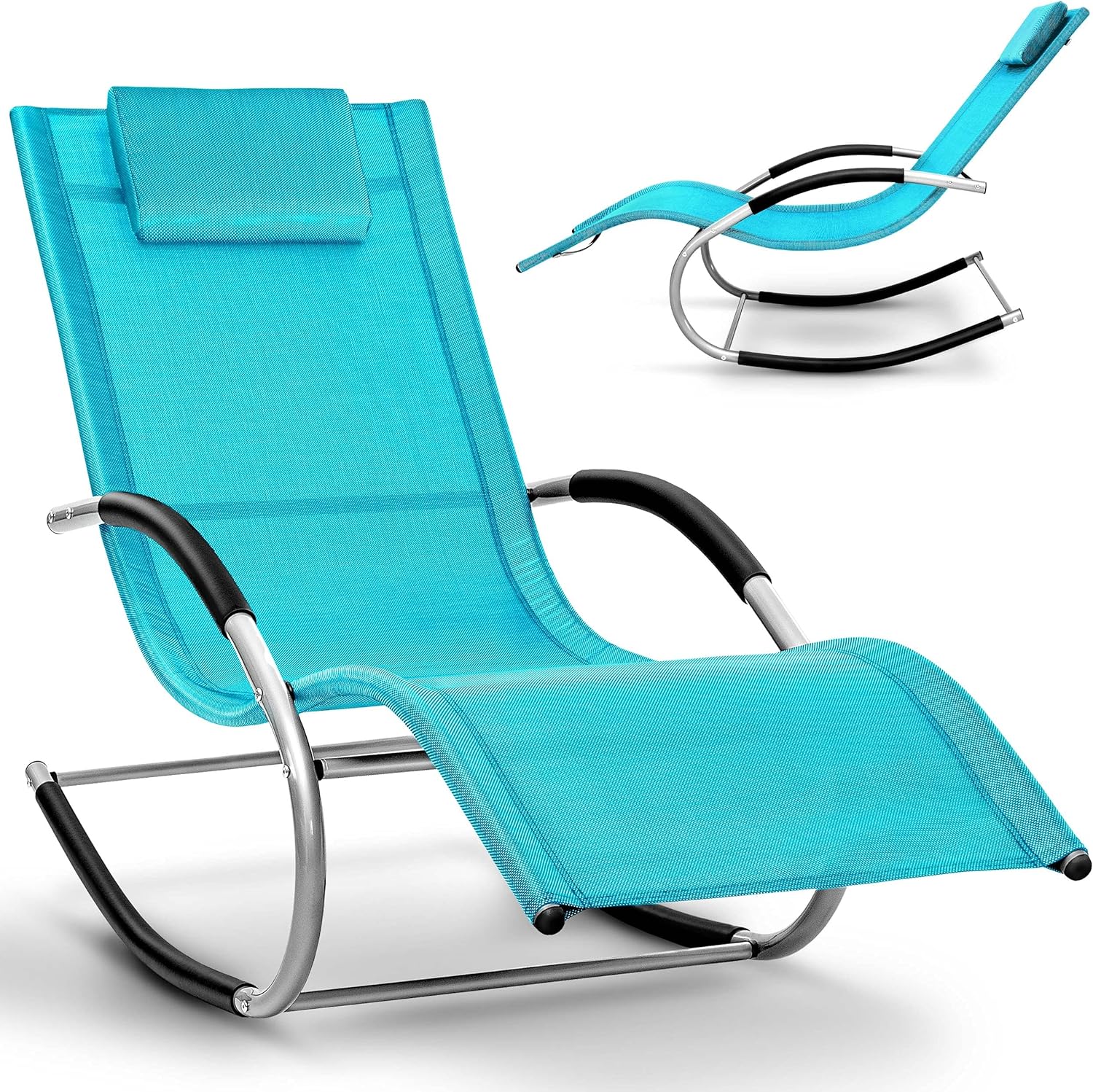 Swing Lounger Garden Lounger Rocking Chair Weatherproof with Pillow Sun Lounger Relax Lounger