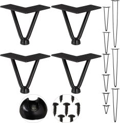 Hairpin Legs, Set of 4, 2 Braces, Metal, Hairpin Table Leg for Stool