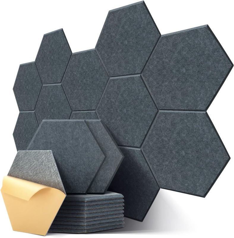 Premium Self-Adhesive Acoustic Panels - 12 Pack Sound Absorption Panels for Gaming Room