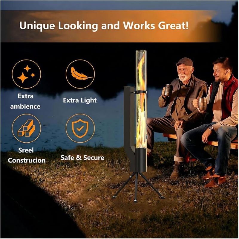 Fire Pipe Patio Heater Wood Pellets Stove - Pellet Fire Pit for Outdoor - Smokeless Flame Garden Fire Pit