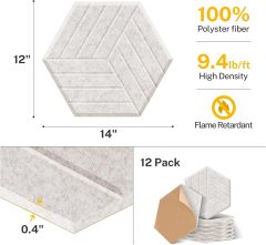 Decorative Self-Adhesive Acoustic Panels - Sound Absorbing Wall Panels for TV Room