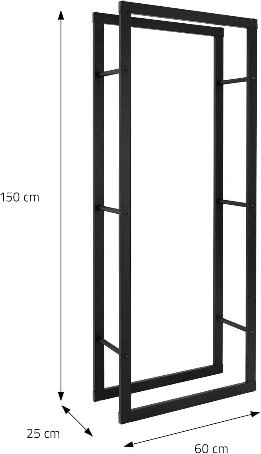 Metal Steel Firewood Rack - Outdoor/Indoor Log Storage Holder for Patio & Fireplace