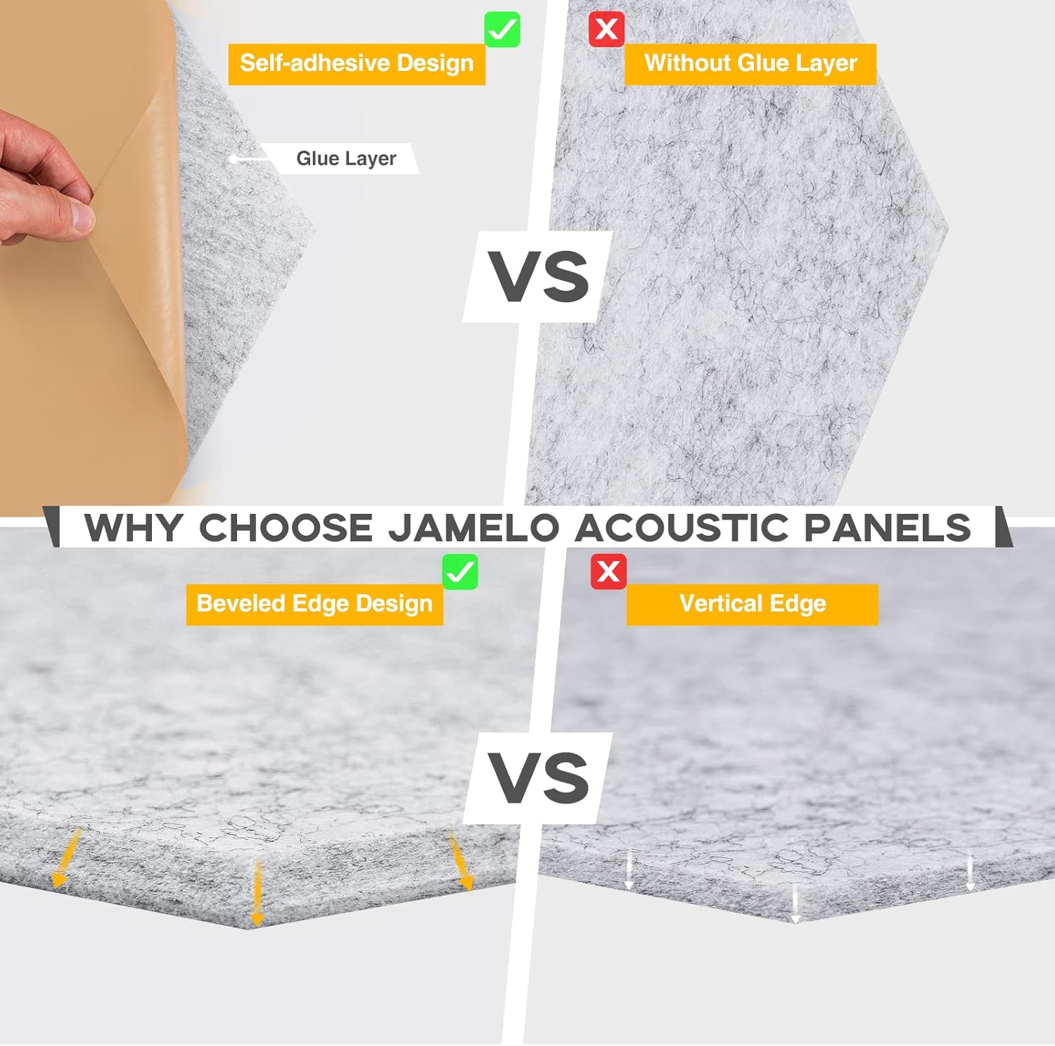 Pack of 12 Acoustic Panels, Self-Adhesive, Sound Insulation Panels, Wall for Sound Studio, Office, Studio Wall Decoration