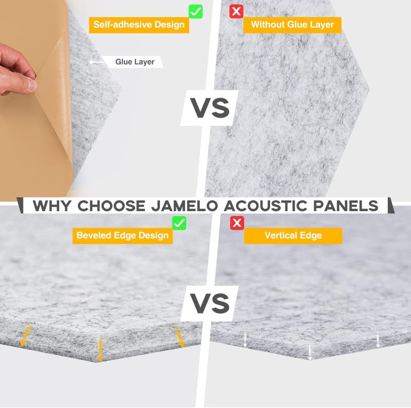 Pack of 12 Acoustic Panels, Self-Adhesive, Sound Insulation Panels, Wall for Sound Studio, Office, Studio Wall Decoration