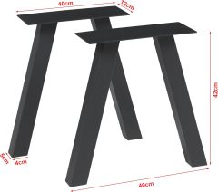Table Legs Set of 2 Metal Legs 42 x 40 cm Height Adjustable Table Frame for Coffee Table Bench Stool Black Table Feet