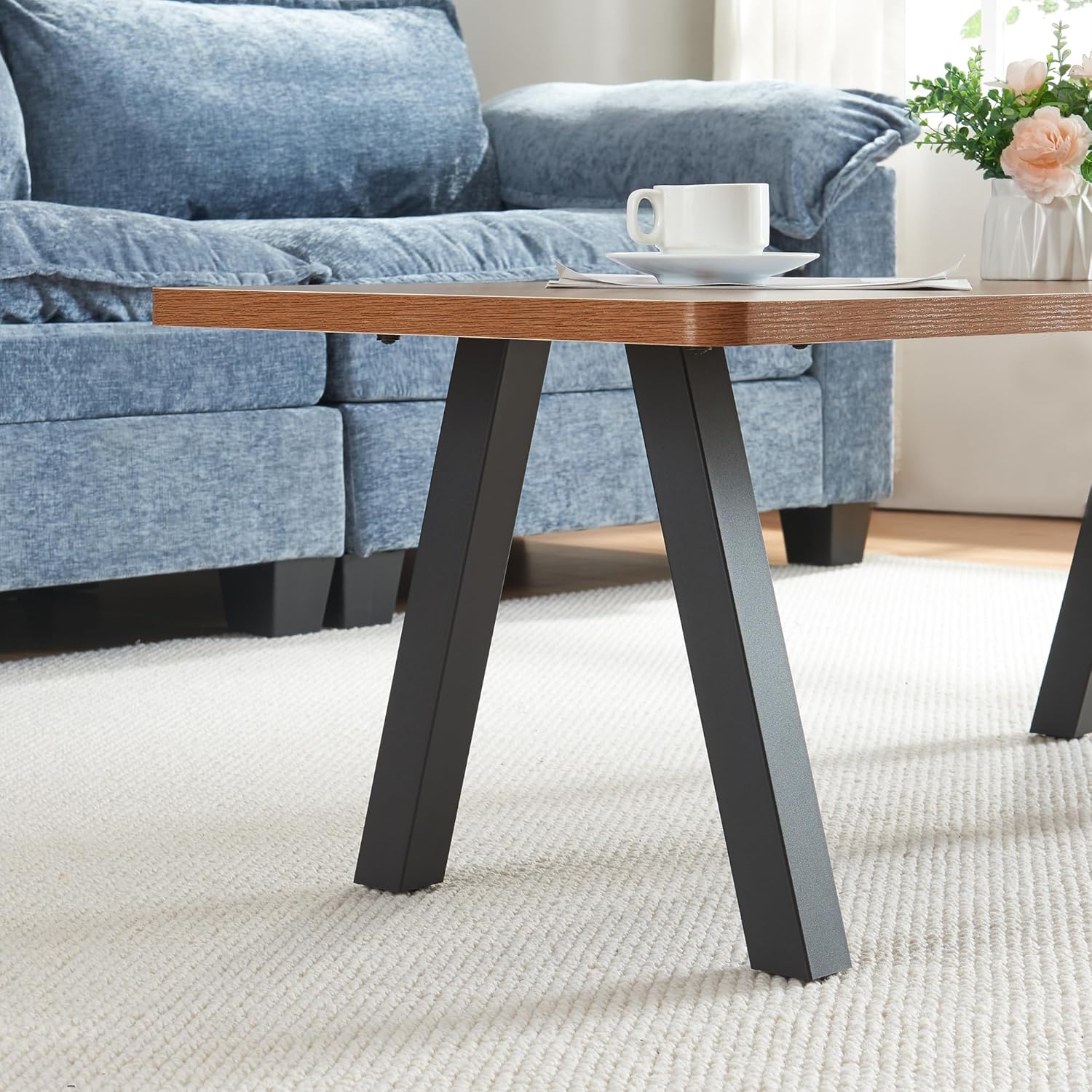 Table Legs Set of 2 Metal Legs 42 x 40 cm Height Adjustable Table Frame for Coffee Table Bench Stool Black Table Feet