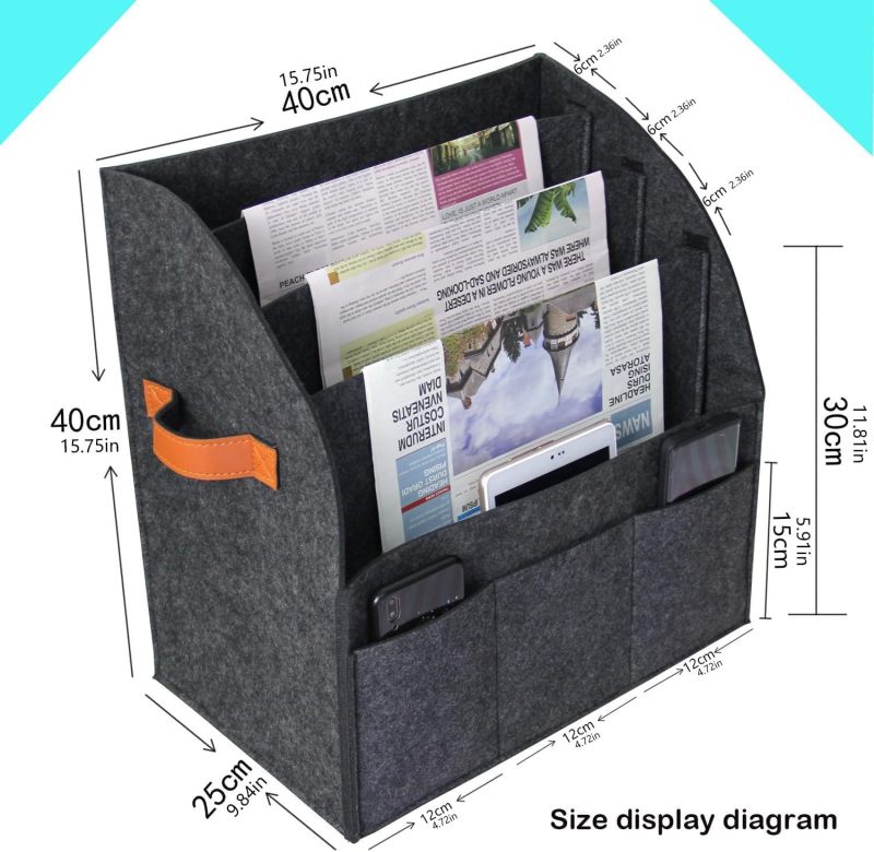 Stylish Felt Magazine Rack - Lightweight Storage Basket for Magazines, Brochures & Files