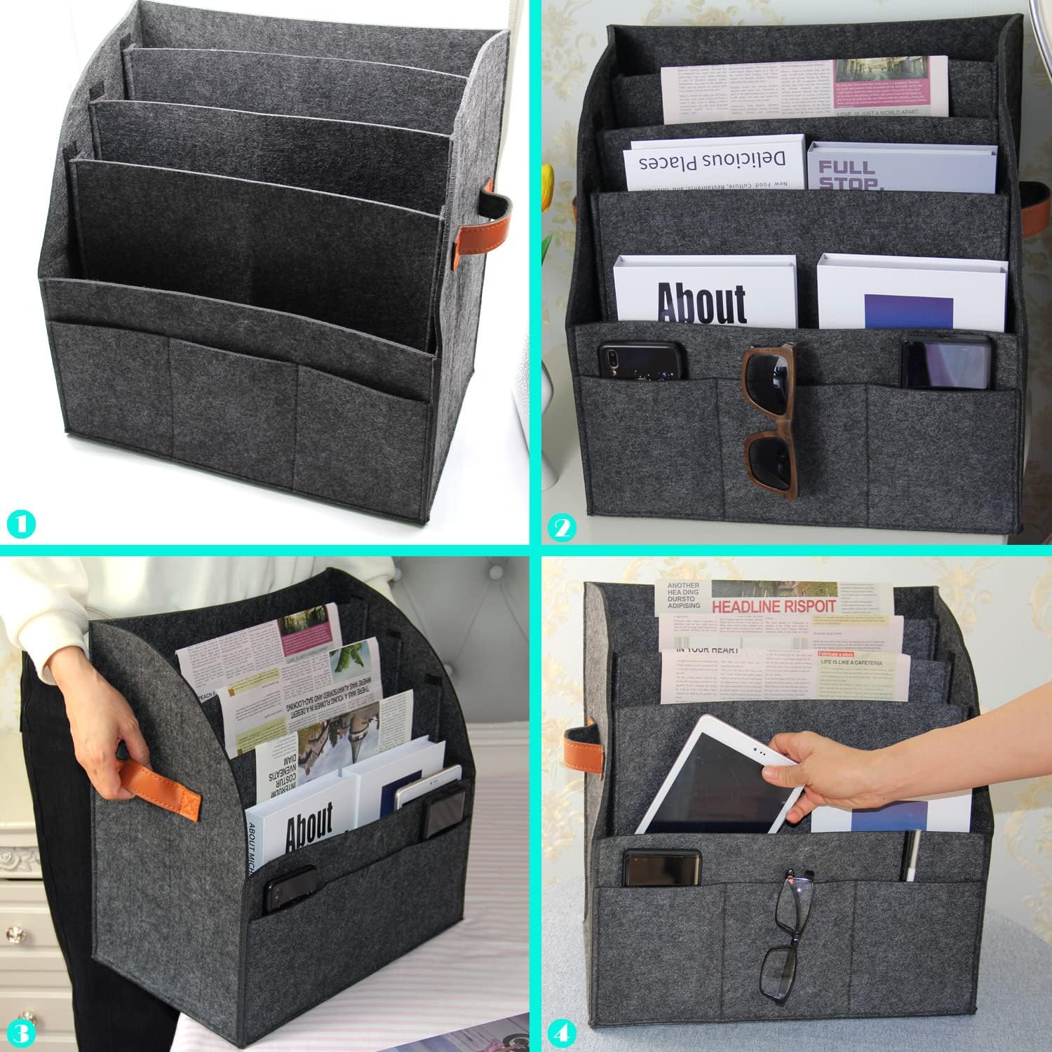 Stylish Felt Magazine Rack - Lightweight Storage Basket for Magazines, Brochures & Files