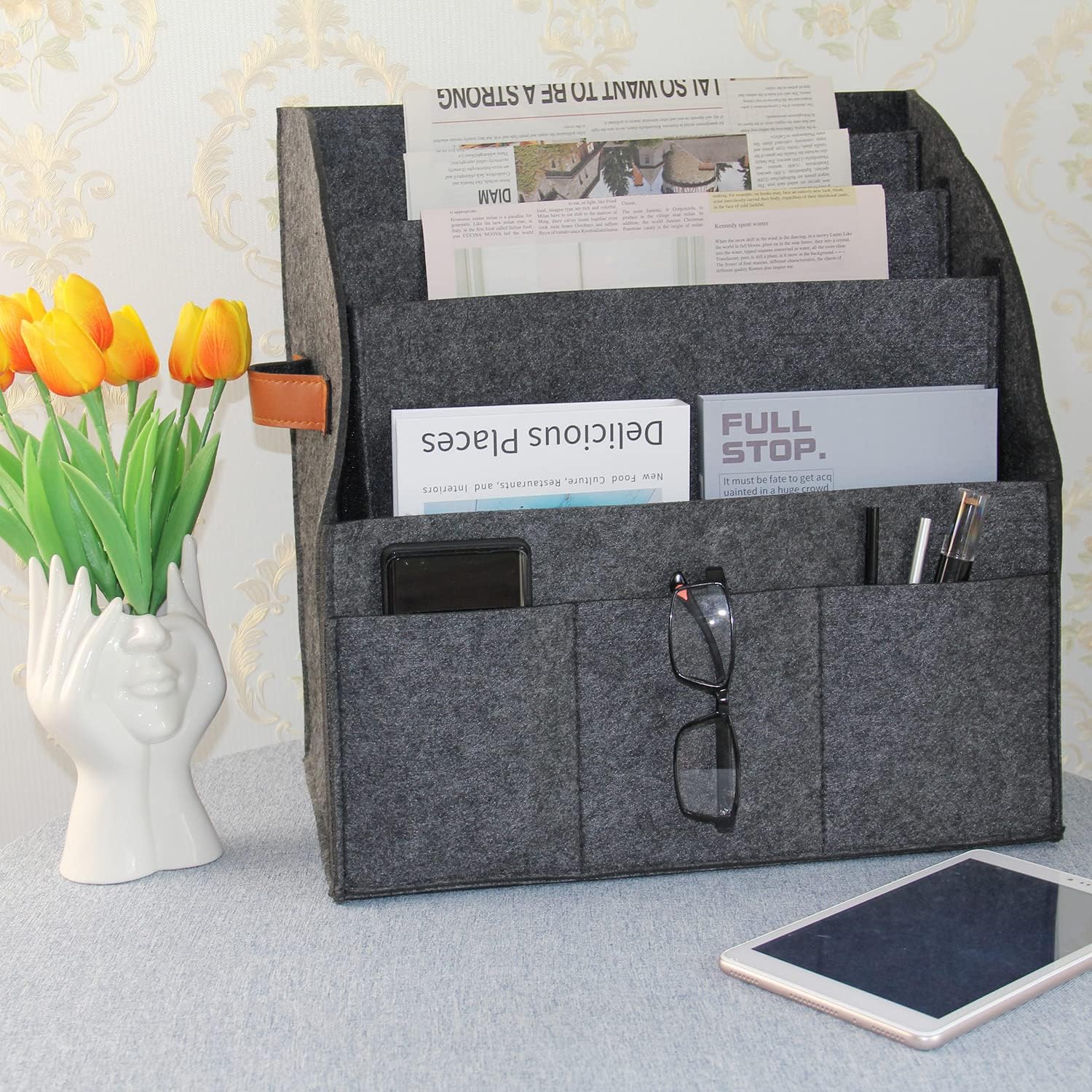 Stylish Felt Magazine Rack - Lightweight Storage Basket for Magazines, Brochures & Files