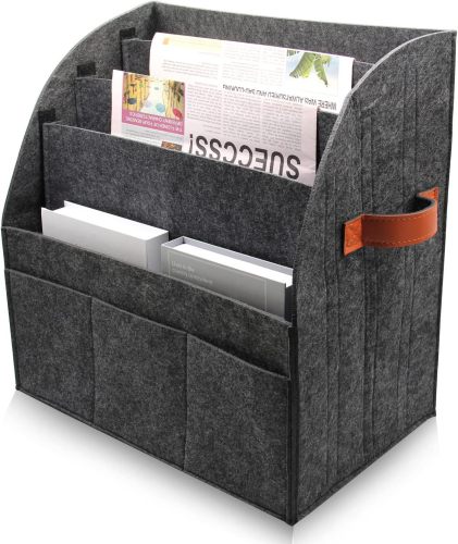 Stylish Felt Magazine Rack - Lightweight Storage Basket for Magazines, Brochures &amp; Files