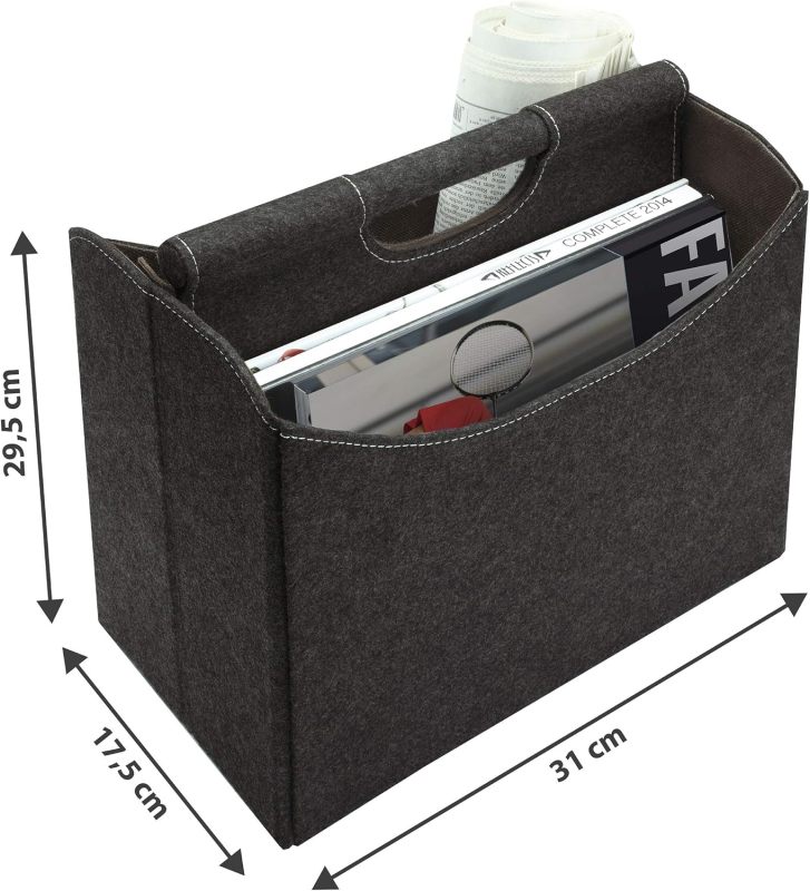 Felt Magazine Rack Sturdy Storage Organizer for Magazines, Books & Newspapers